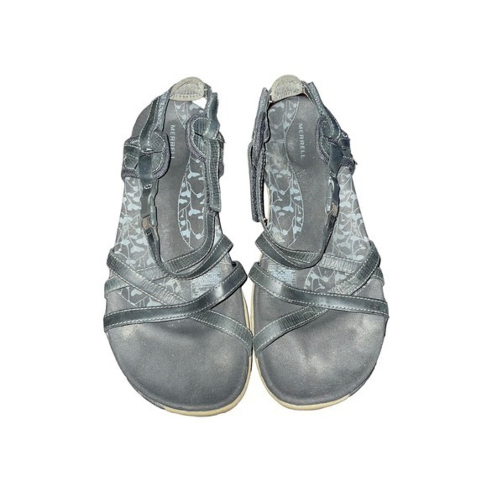 Merrell San Remo Black Leather Strap Flat Sandals Size 9